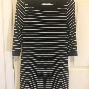 black and white shift dress